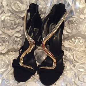Black + Gold Sandal Heels